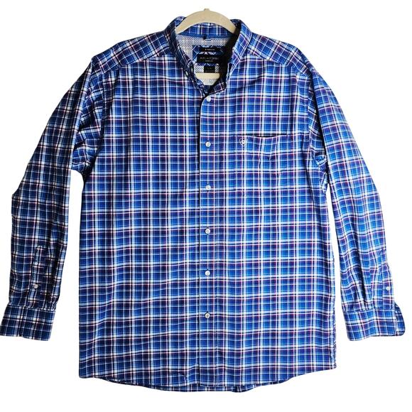 Ariat Pro Series L Blue plaid Buttondown Shirts. Work Casual Comfy Stylish Cool - Picture 1 of 16